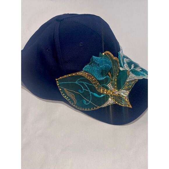 Embroidered Floral Glittery Ladies Bling Streetwear Activewear Baseball Cap Hat - Picture 9 of 12